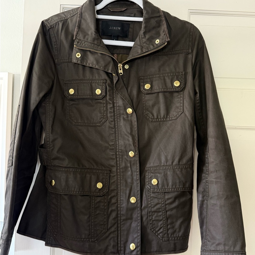 J. Crew Brown Utility Jacket with Gold Accents